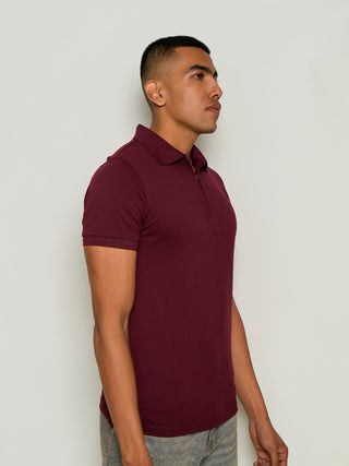 V-Taper Fit (S/V) - Zip Polo Short Sleeve - Red Rock