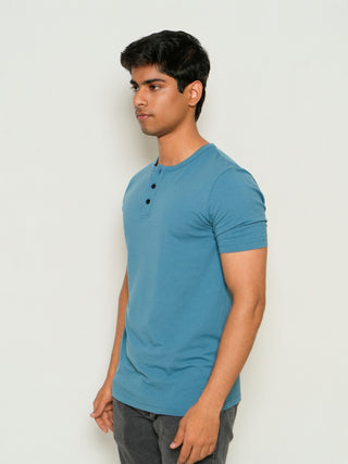 Structure Fit (P/D) - Henley Neck Short Sleeve - Cobalt Blue