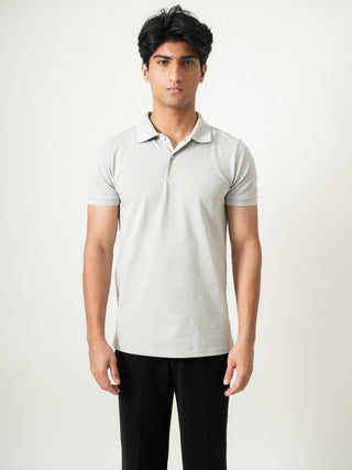 V-Taper Fit (V-fit) - Button Polo Short Sleeve - Granite Gray