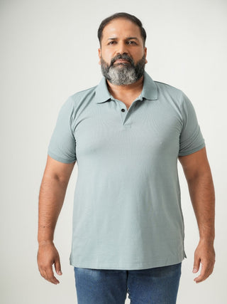 Balanced Fit - Button Polo Short Sleeve - Sage Blue