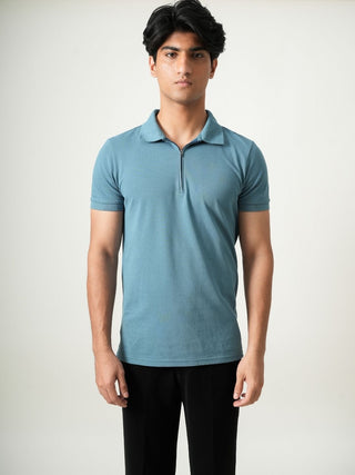 V-Taper Fit (V-fit) - Zip Polo Short Sleeve - Cobalt Blue