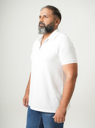 Balanced Fit - Zip Polo Short Sleeve - Classic White