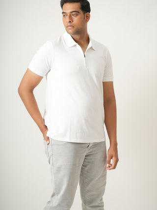 King Fit - Zip Polo Short Sleeve - Classic White