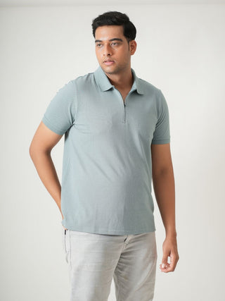 King Fit - Zip Polo Short Sleeve - Sage Blue
