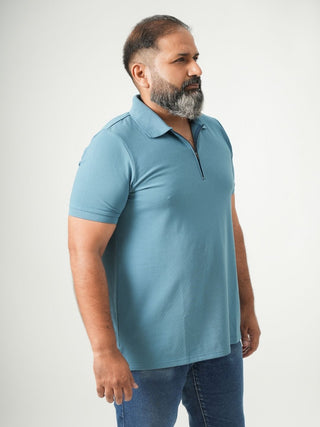 Balanced Fit - Zip Polo Short Sleeve - Cobalt Blue