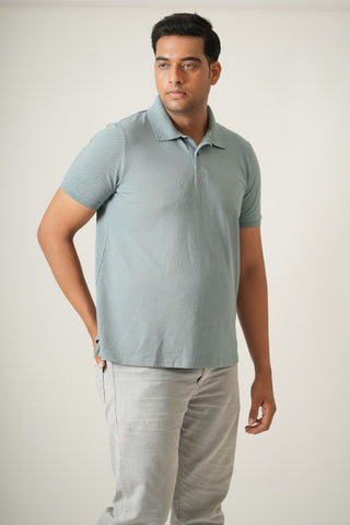 King Fit - Button Polo Short Sleeve - Sage Blue