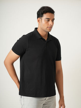 King Fit - Button Polo Short Sleeve - Charcoal Black