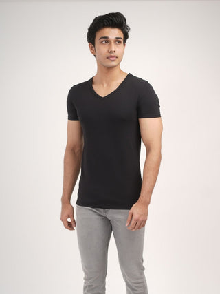 Power Fit - V-Neck Short Sleeve - Charcoal Black