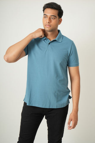 King Fit - Button Polo Short Sleeve - Cobalt Blue