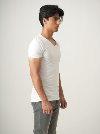 V-Taper Fit ( V-fit) V- Neck Short Sleeve - Classic White