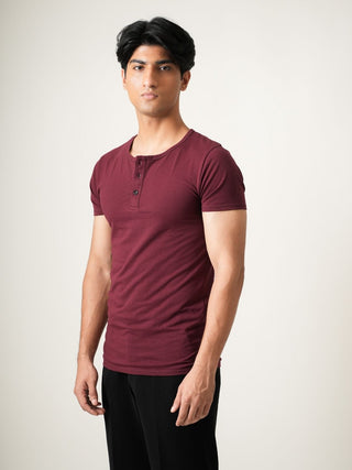 V-Taper Fit ( V-fit) Henley Neck Short Sleeve - Red Rock