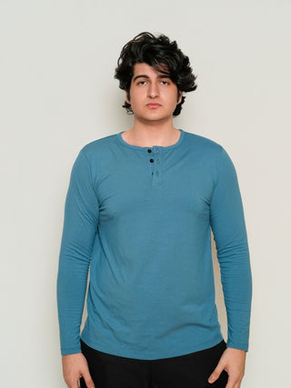 King Fit - Henley Long Sleeve - Cobalt Blue
