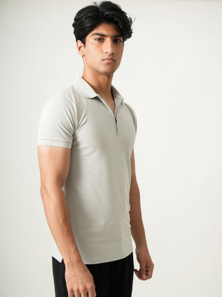 V-Taper Fit (V-fit) - Zip Polo Short Sleeve - Granite Gray