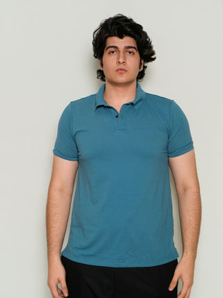 King Fit - Button Polo Short Sleeve - Cobalt Blue