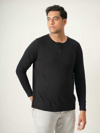 King Fit - Henley Long Sleeve - Charcoal Black