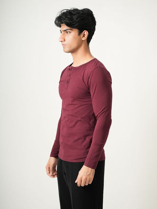 V-Taper Fit ( V-fit) Henley Neck Long Sleeve - Red Rock