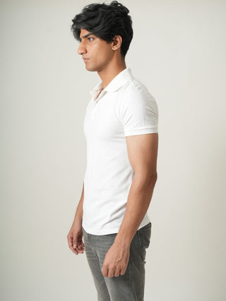 V-Taper Fit ( V-fit) - Button Polo Short Sleeve - Classic White