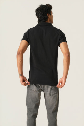 V-Taper Fit (V-fit) - Zip Polo Short Sleeve - Charcoal Black