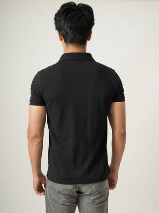 V-Taper Fit ( V-fit) - Button Polo Short Sleeve - Charcoal Black