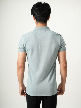 V-Taper Fit (V-fit) - Zip Polo Short Sleeve - Sage Blue