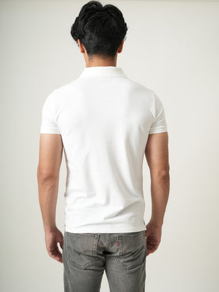 V-Taper Fit ( V-fit) - Button Polo Short Sleeve - Classic White