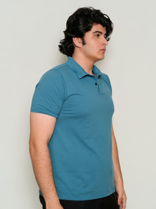 King Fit - Button Polo Short Sleeve - Cobalt Blue