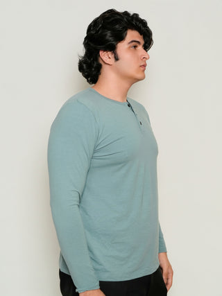 King Fit - Henley Long Sleeve - Sage Blue