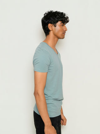 Sleek Fit- V-Neck Short Sleeve- Sage Blue