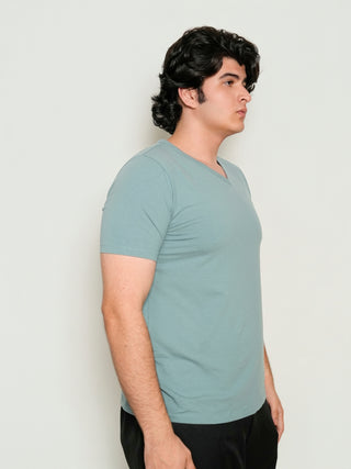 King Fit - V-Neck Short Sleeve - Sage Blue