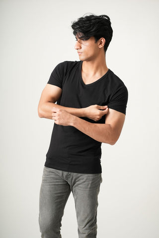V-Taper Fit ( V-fit) V- Neck Short Sleeve - Charcoal Black