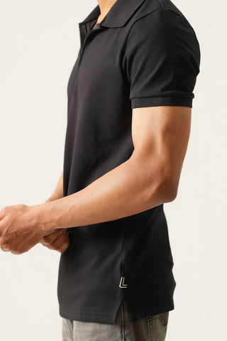 V-Taper Fit (V-fit) - Zip Polo Short Sleeve - Charcoal Black