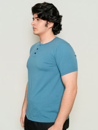 King Fit - Henley Short Sleeve - Cobalt Blue