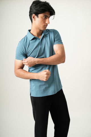 V-Taper Fit (V-fit) - Button Polo Short Sleeve - Cobalt Blue