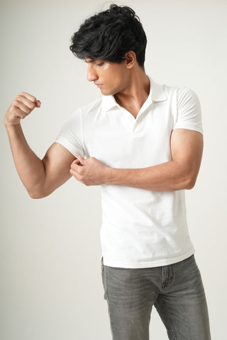 V-Taper Fit ( V-fit) - Button Polo Short Sleeve - Classic White