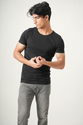 V-Taper Fit ( V-fit) Crew Neck Short Sleeve - Charcoal Black