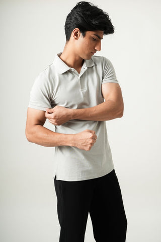 V-Taper Fit (V-fit) - Button Polo Short Sleeve - Granite Gray