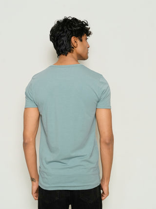 Sleek Fit- Henley Neck Short Sleeve- Sage Blue