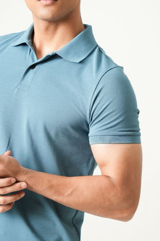 V-Taper Fit (V-fit) - Button Polo Short Sleeve - Cobalt Blue
