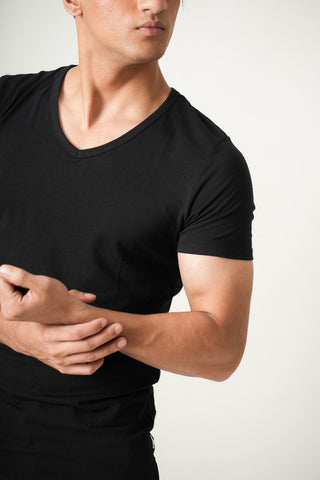 V-Taper Fit ( V-fit) V- Neck Short Sleeve - Charcoal Black