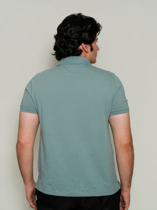 King Fit - Button Polo Short Sleeve - Sage Blue