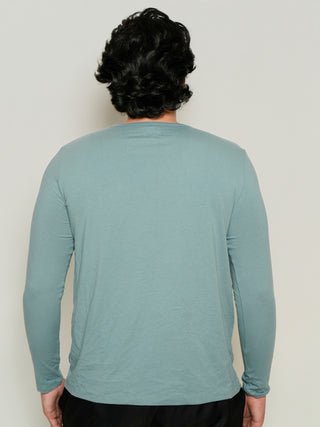 King Fit - Henley Long Sleeve - Sage Blue
