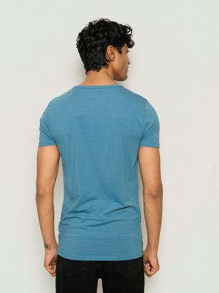 Sleek Fit- Henley Neck Short Sleeve- Cobalt Blue