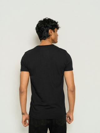 Sleek Fit- V-Neck Short Sleeve- Charcoal Black