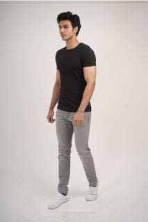 Sleek Fit- Crew Neck Short Sleeve- Charcoal Black
