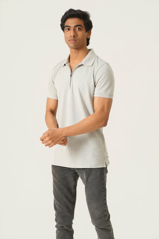 Sleek Fit - Zip Polo Short Sleeve - Granite Gray
