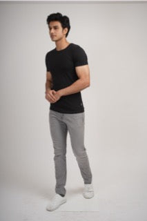 Sleek Fit- Crew Neck Short Sleeve- Charcoal Black