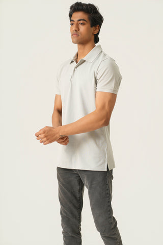 Sleek Fit - Button Polo Short Sleeve - Granite Gray