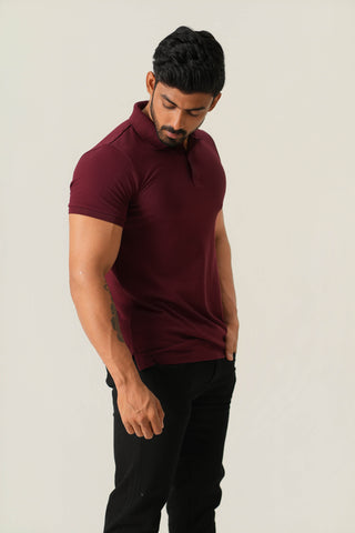 Power Fit - Button Polo Short Sleeve - Red Rock