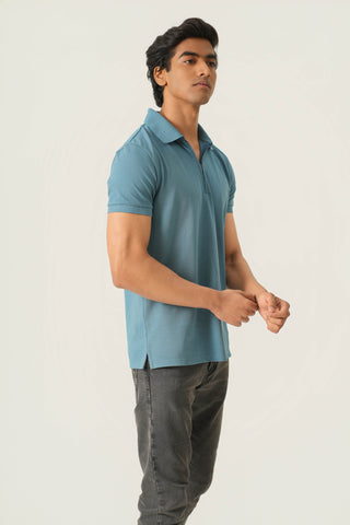 Sleek Fit - Zip Polo Short Sleeve - Cobalt Blue