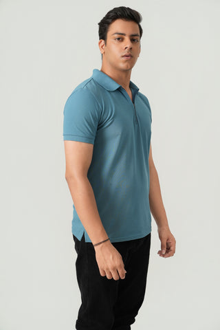 Define Fit - Zip Polo Short Sleeve - Cobalt Blue